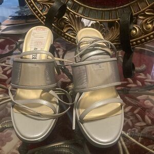 Sam & Libby Silver Sandals with Metallic Straps